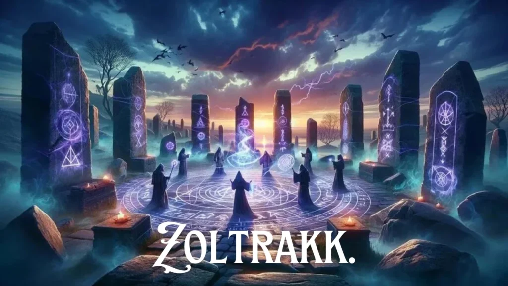 A depiction of Zoltrakk, a cosmic entity surrounded by celestial energies and galaxies.