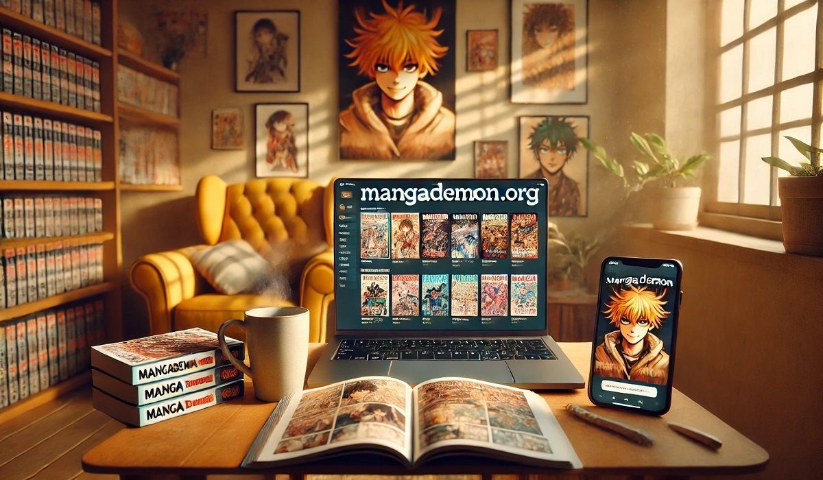 A dynamic interface of mangademon.org showcasing its vast manga collection and user-friendly design.