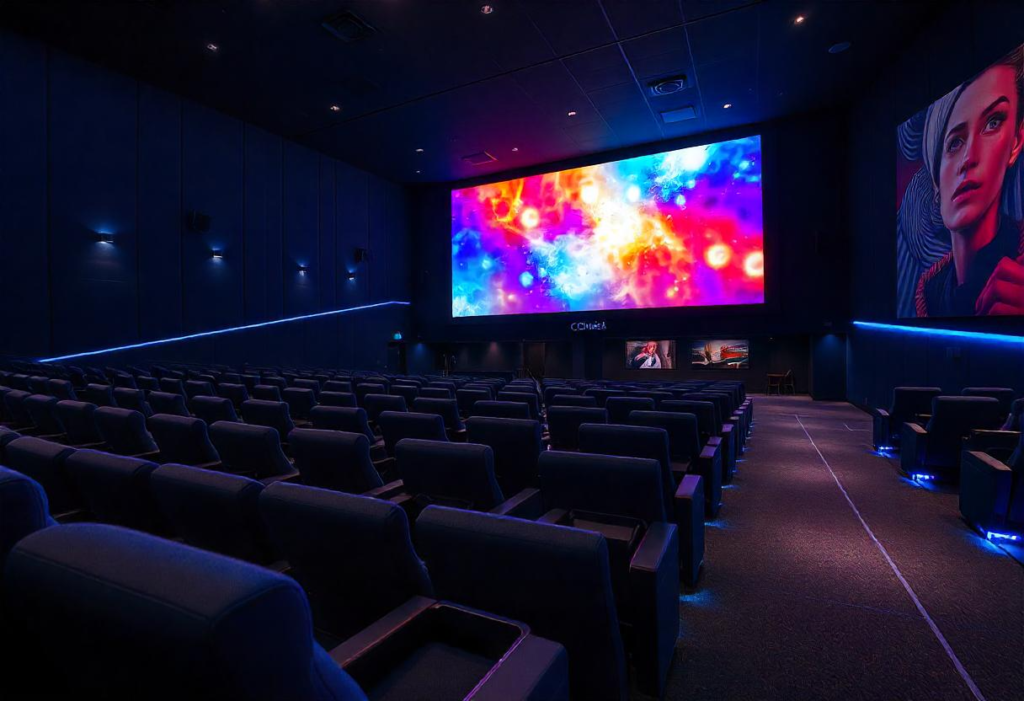 Cinemark theater interior with luxury seating and big screen