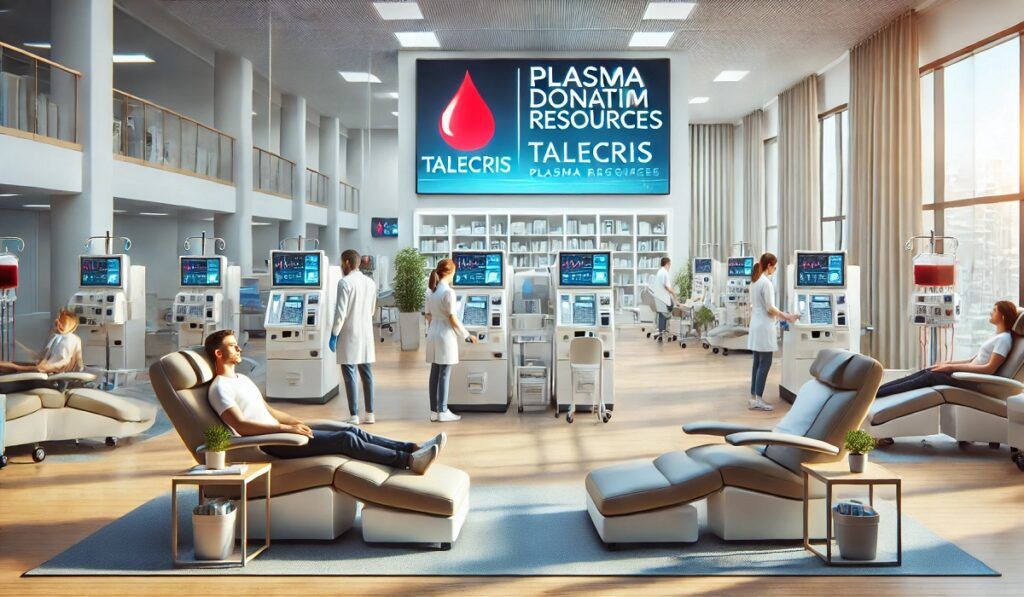 A modern plasma donation center at Talecris Plasma Resources, featuring a welcoming environment and state-of-the-art equipment.